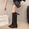 Fashion Pointed Toe Female Footwear 2024 Autumn Simple and Versatile Women's Knee-high Boots Comfortable Square Heel Black Straight Boot