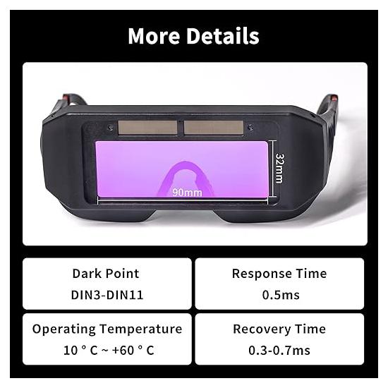 Schweißhelm Schutzbrille Solar Automatisch Abdunkelnd Schweißbrille mit verstellbarem Lampenschirm