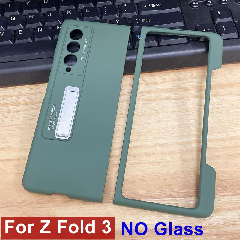 Case For Samsung Galaxy Z Fold 4 3 Cover Frame Side Pen Slot Matte Magnetic Bracket Case For Z Fold4 Fold3 5g (No Pen )