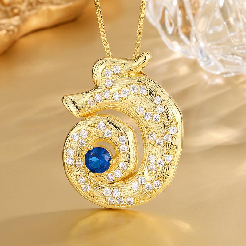 Jewelry Simulation Corundum Gold Retro Design Pendant Necklace Main Stone 5Mm