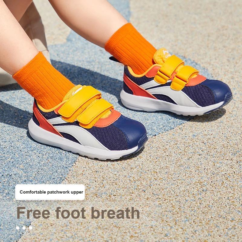 Li Ning Kids Sports Lifestyle Series Little Agan Sports Trend Low Top Casual Shoes Kids Casual Shoes Blue White Orange YKAP148-97