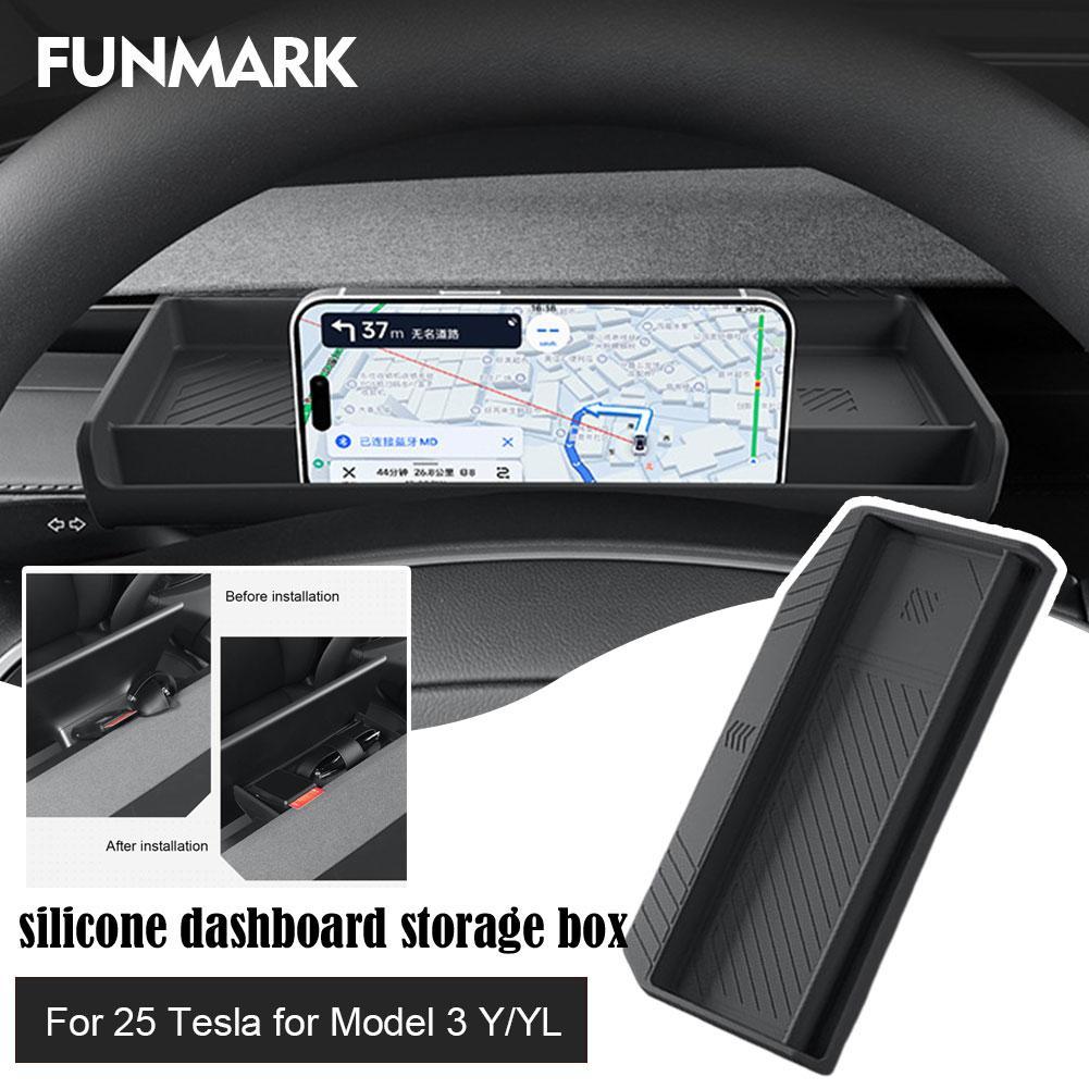 Silikon-Armaturenbrett-Aufbewahrungsbox Für Model 3 /YL/Y 2025 Silikon-Panel-Bildschirm-Rücken-Organizer Taschentuchbox Brillen A7I2