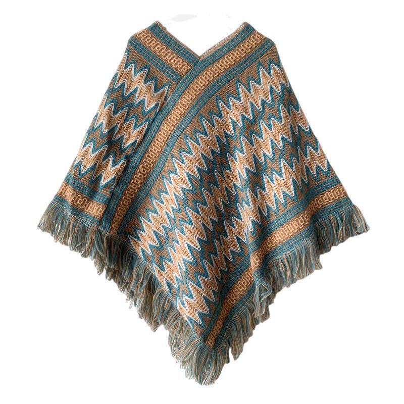 Christmas Style Shawl Tibetan Travel Women's Red Style Western Retro Ethnic Pullover Cape