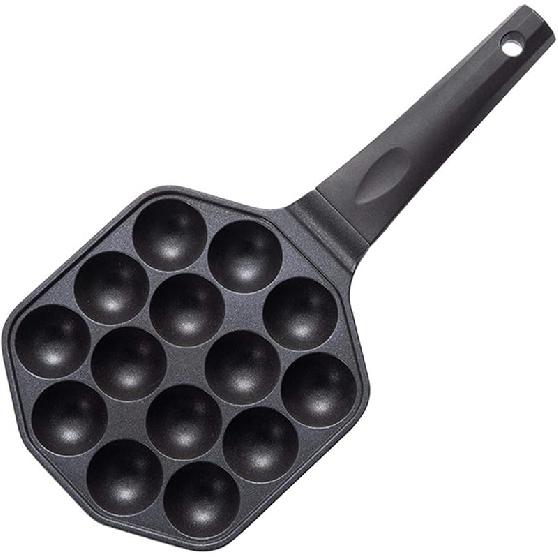 Takoyaki Pan, 14 Holes Aluminum Alloy Aebleskiver Maker NonStick Cooking Baking Cake Mold Tool for Japanese Taiyaki StuffedPancake Appam Paniyaram чёрный