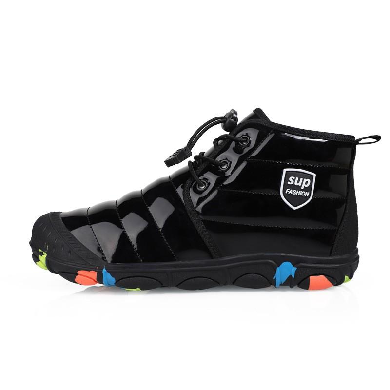 Kids Winter Snow Boots Waterproof Warm Lined PU Leather Hiking Shoes Outdoor Snowy Terrain Outdoor Mid-Calf Snow Boots