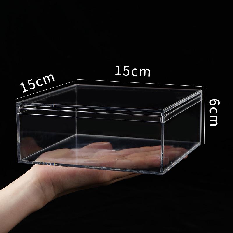 Transparent Square Acrylic Storage Box for Figures - Dustproof Food-grade Plastic, PS Wedding Candy Box with Lid