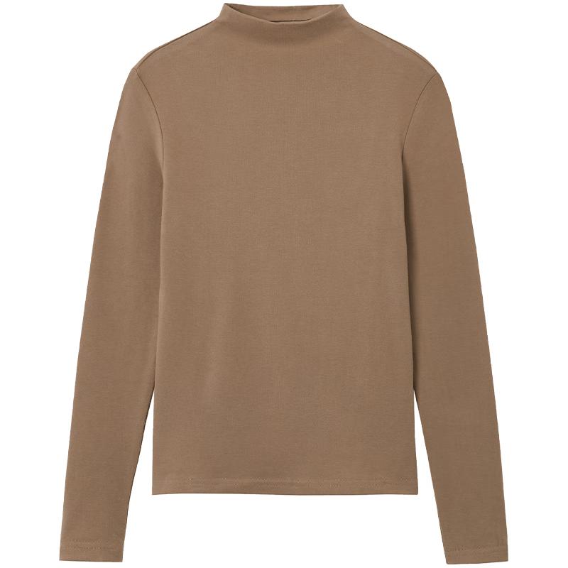 Women s Winter Velvet-Feel Semi-High Neck Long Sleeve Tee M