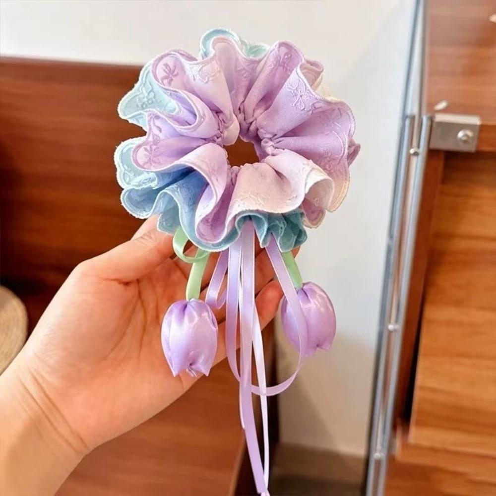 Multicolor Tulip Hair Scrunchie Sweet-style Kids Bun Maker Ribbon Hair Tie Gifts