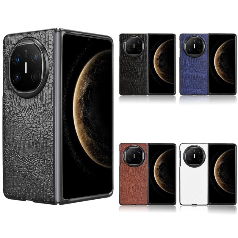 

For Mate X6 Case Crocodile Grain Genuine Leather Phone Cover For Mate X6 Hard PC+PU Phone Case Honor50 Nova 9