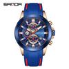 Sanda Men's Six-Needle Quartz Chronograph Calendar Silicone Strap Watch