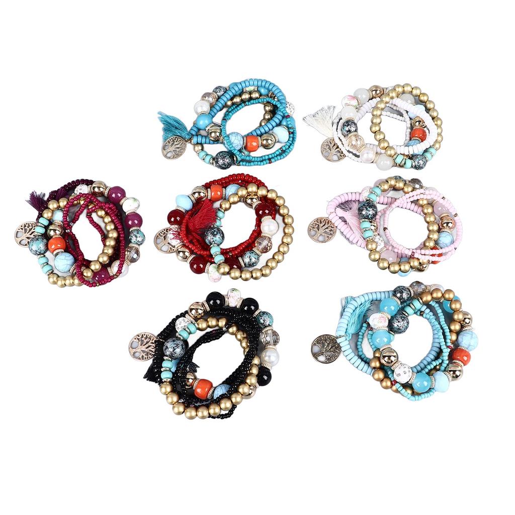 35PCS Women Beaded Bracelets Vintage Cute Waterproof Lightweight Durable College Style Jewelry