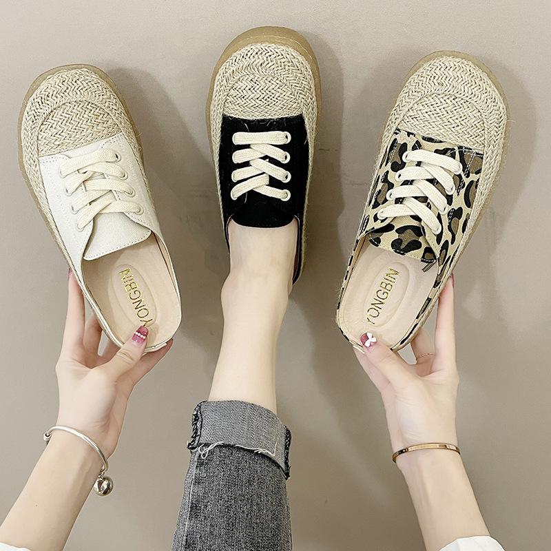 Fisherman Shoes Women's Flat Shoes Canvas Shoes Summer New Versatile Bag Head Slippers Women Wear a Pedal Internet Celebrity Shoes