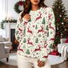 Women's Casual Christmas Print Long Sleeve Neck Sweatshirt