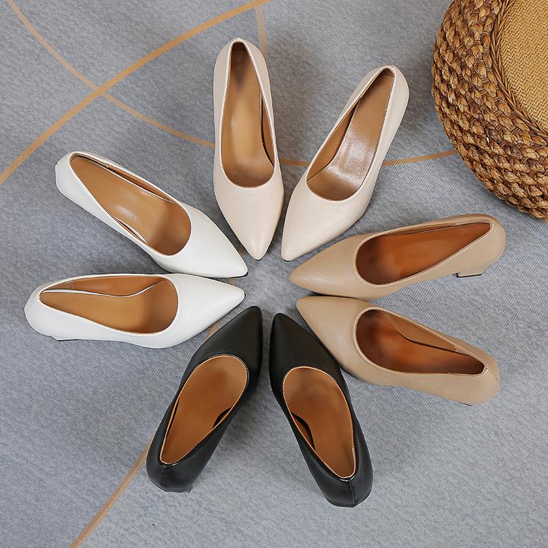 Pointed Toe Solid Color Pumps High Heel Square Heel Women's Shoes on Sale 2026 Fashion Slip-on Spring/Autumn Office Pumps