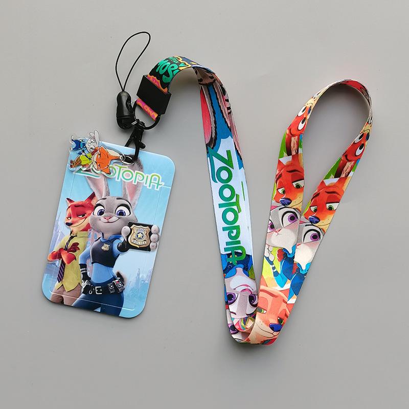 Zootopia Anime Card Holder, Bus & Metro Pass Case With Polyester Lanyard For Students