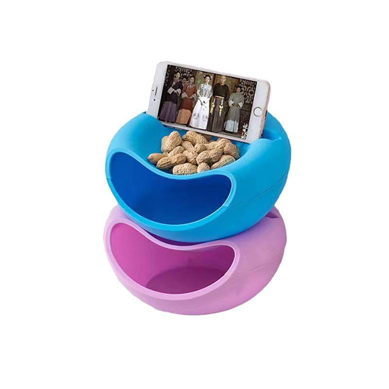 Snacks Bowl Creative Bowl Double Layer Dry Fruit Containers Snack Storage Box Sunflower Seed Nut Bowl With Shell Storage