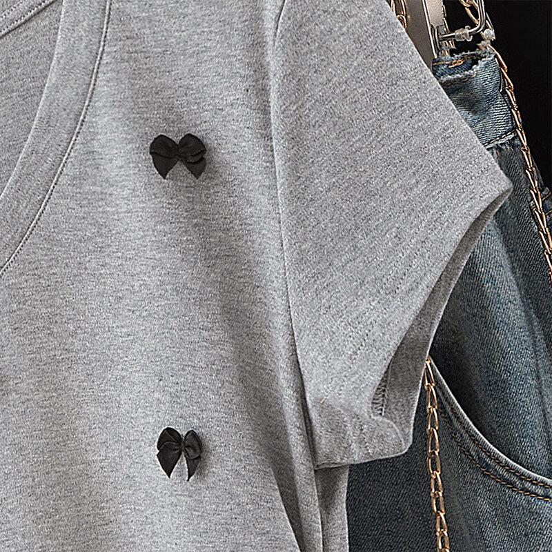 Women's Summer Bow Tie V-neck T-shirt