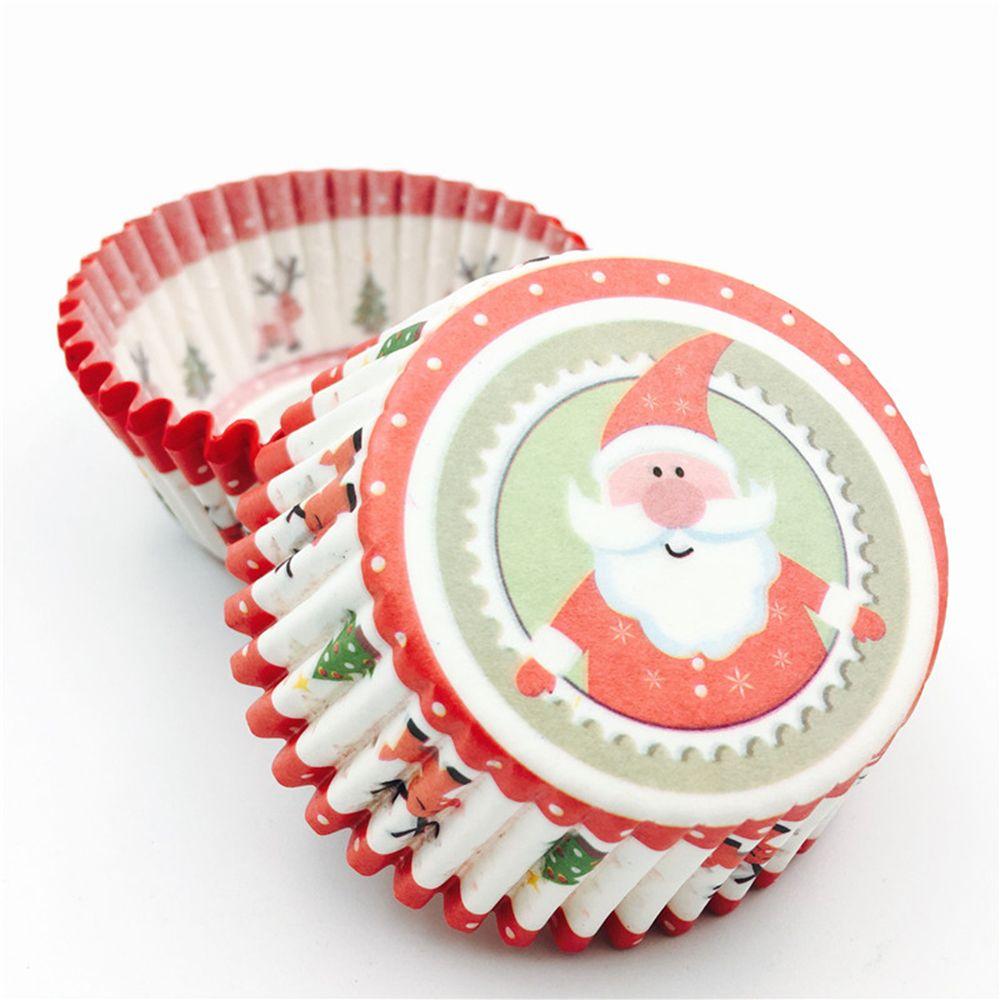 & Kitchen Liner Pastry Tools Cake Paper Cups Cupcake Wrappers Muffin Cases Santa Claus Christmas