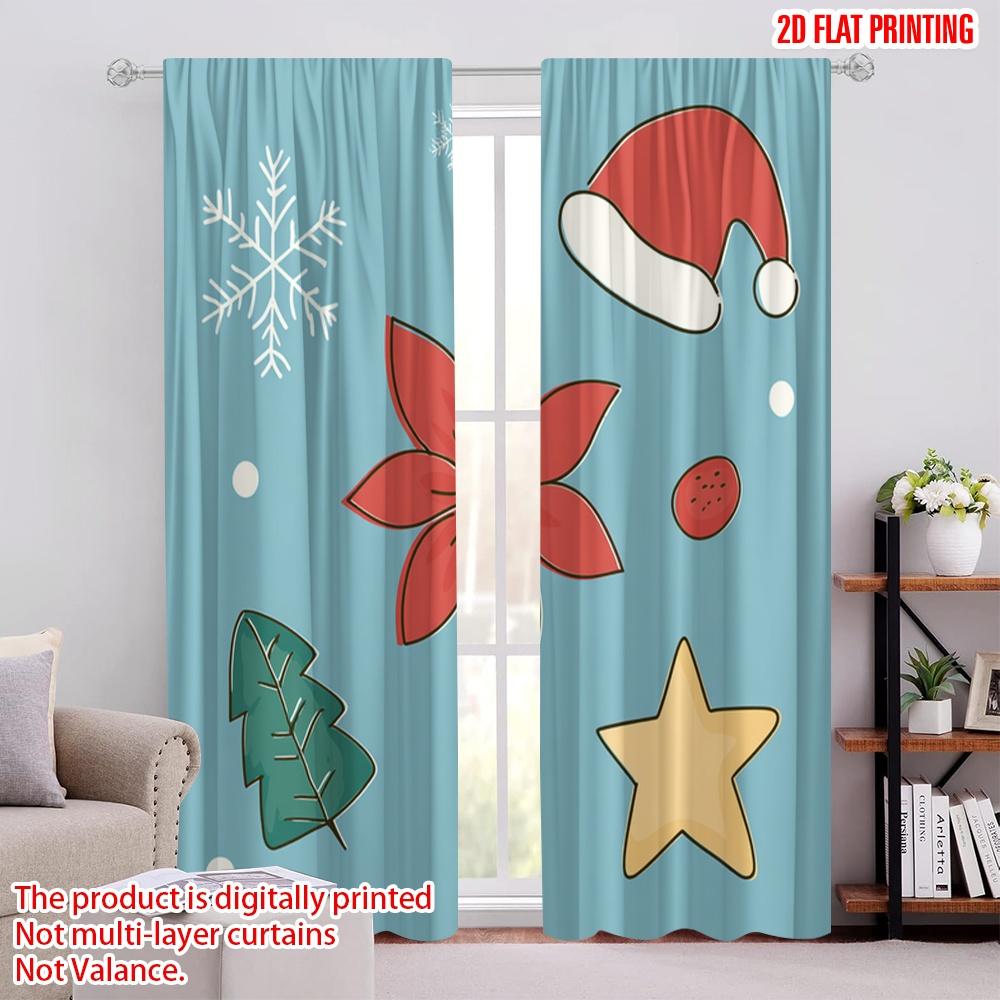 

2pcs,2D plane printing Minimalist Curtains Santa on Beach Chair with Fashion Glasses & Watermelon Versatile Polyester Fabric 52.50 × 116.00 cm 2 pcs