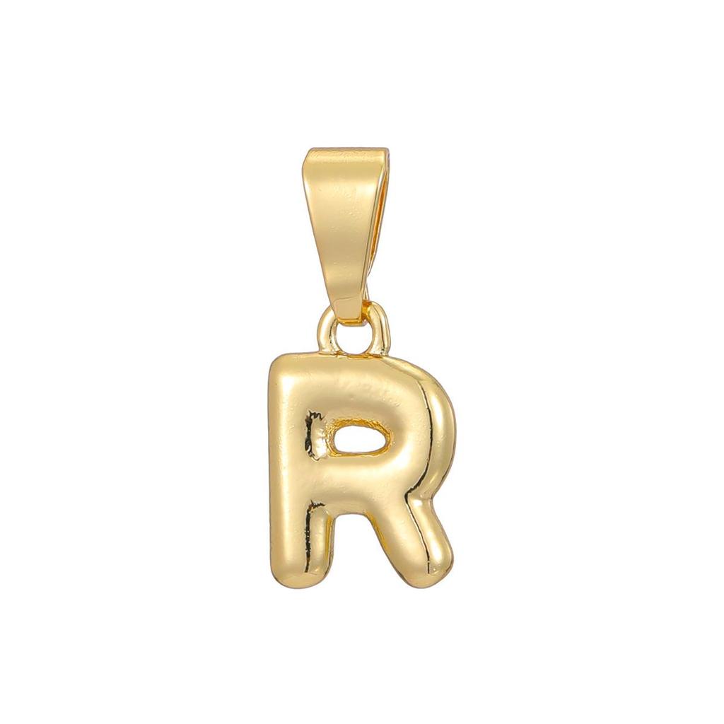 Pozłacany 18-karatowym złotem naszyjnik z mini zawieszką w kształcie litery bąbelkowej - Personalizowany 26 literami alfabetu angielskiego