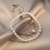 High Quality Fashion Bowknot 14K Gold Filled Natural Freshwater Pearl Two Piece Set Bracelet  For Women No Fade Gifts