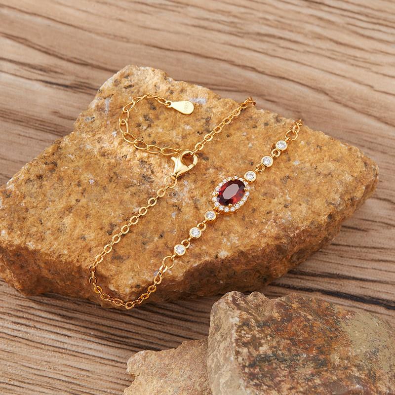 Natural Gemstone Bracelet Women With Garnet Topaz Peridot Amethyst Citrine Geometric Design Fashion Jewelry Natural Garnet, Topaz, Peridot with Gold Plating