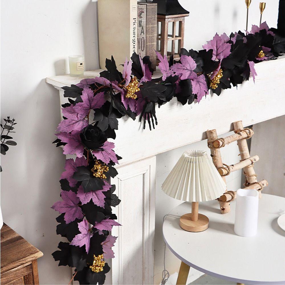 Silk Leaves Halloween Garland Multicolor Artificial Leaves Flower Wreath  Fireplace Stair