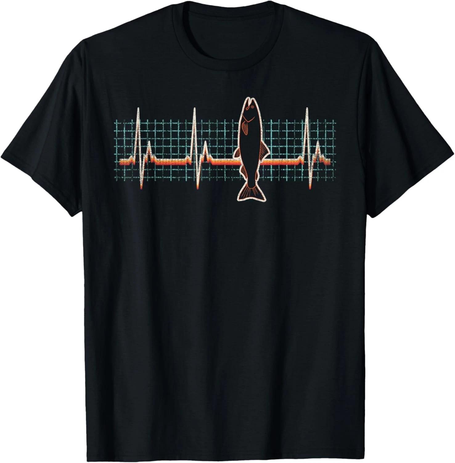 Salmon Fish Retro Heartbeat Vintage 80s Style Gift Unisex T-Shirt S