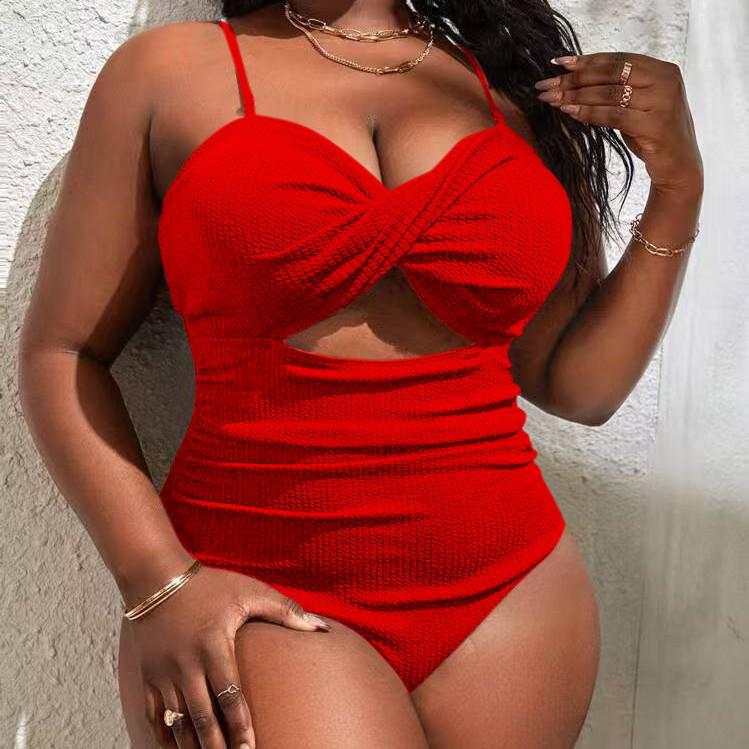 2024 Europäischer & Amerikanischer Übergrößen Rückenfreier Bikini - Einfarbig, Hochwertig & Sexy