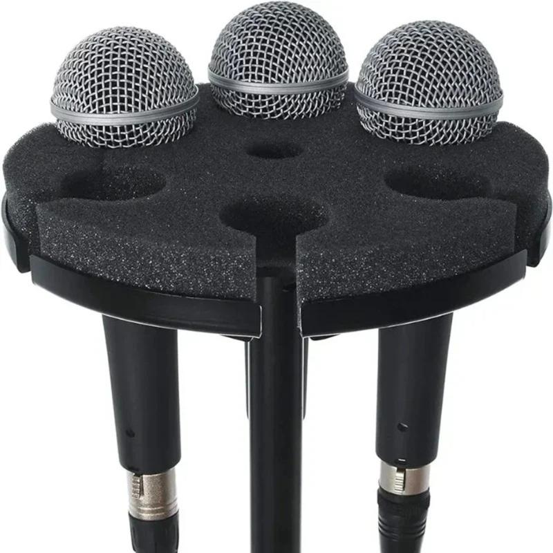 6 Slot Shockproof Microphones Stand Holder Portable Organizers For Studio Recording Live Streaming And Outdoor