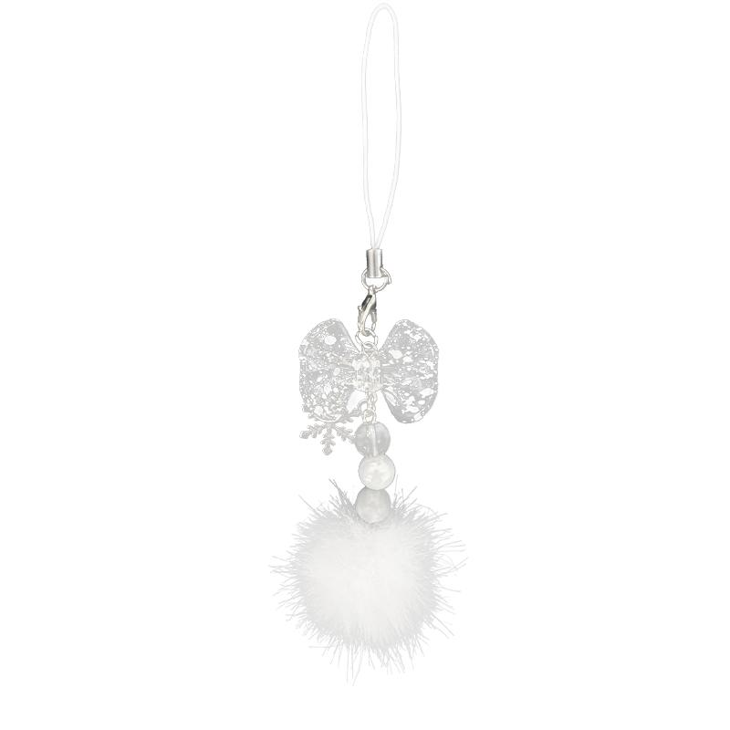 1Pc Snowflake Keychain Bow Phone Chain Hair Ball Mao Qiu Keychain Pendant Snowflake Bead String Key Buckle Chain