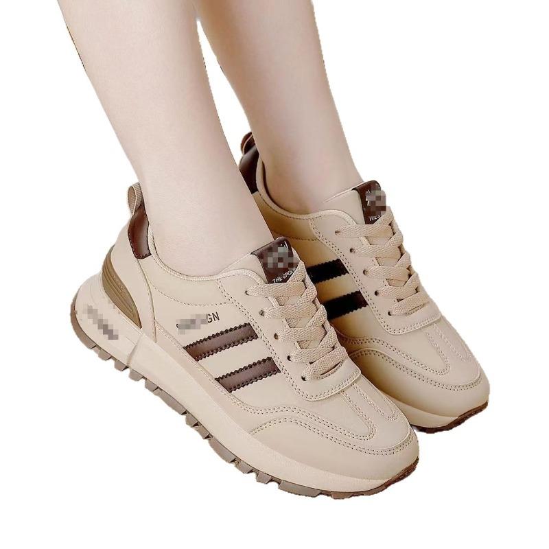 Leather Sneakers Women's New Casual Shoes Versatile Fashion Lightweight Soft Sole Non-slip Dad Shoes Women