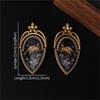 KEQIU Retro Peacock Oil Painting Micro-Set Diamond Stud Earrings Fashionable Vintage Design Earring Niche Accessory