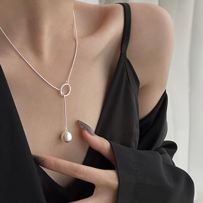 Brushed Ball Necklace Women's Fashion Simple Niche Design Sense Ins Wind Light Luxury Temperament Collarbone Chain