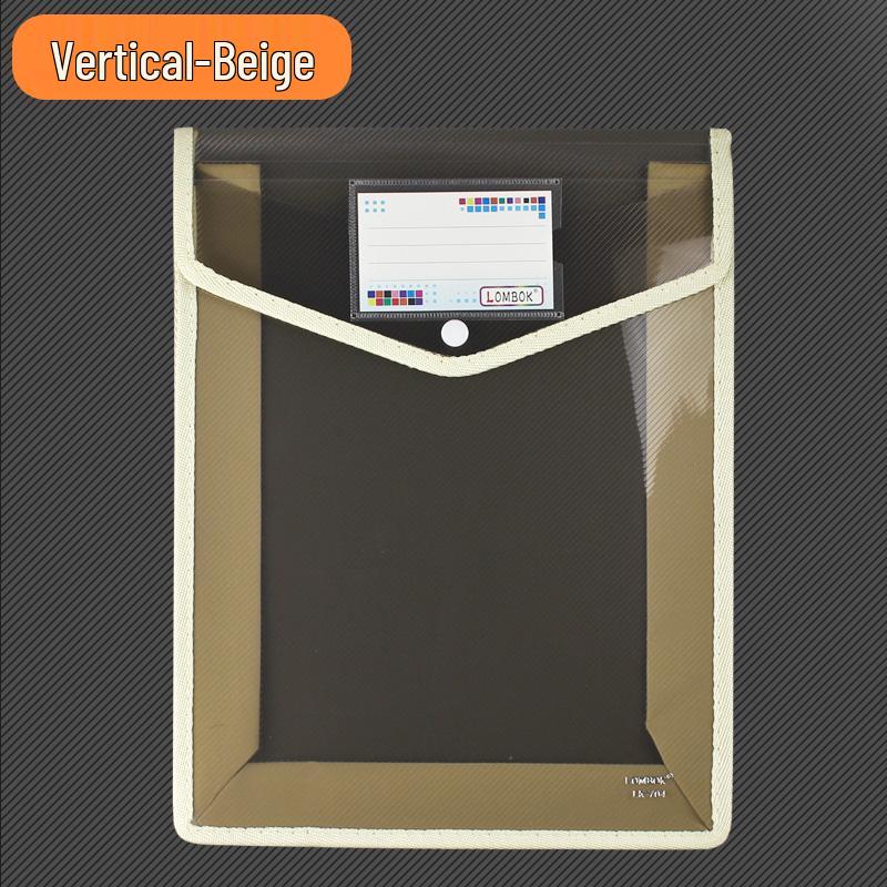 Transparent A4 Thickened Snap Button File Bag - Large Capacity Student Storage and Document Organizer
