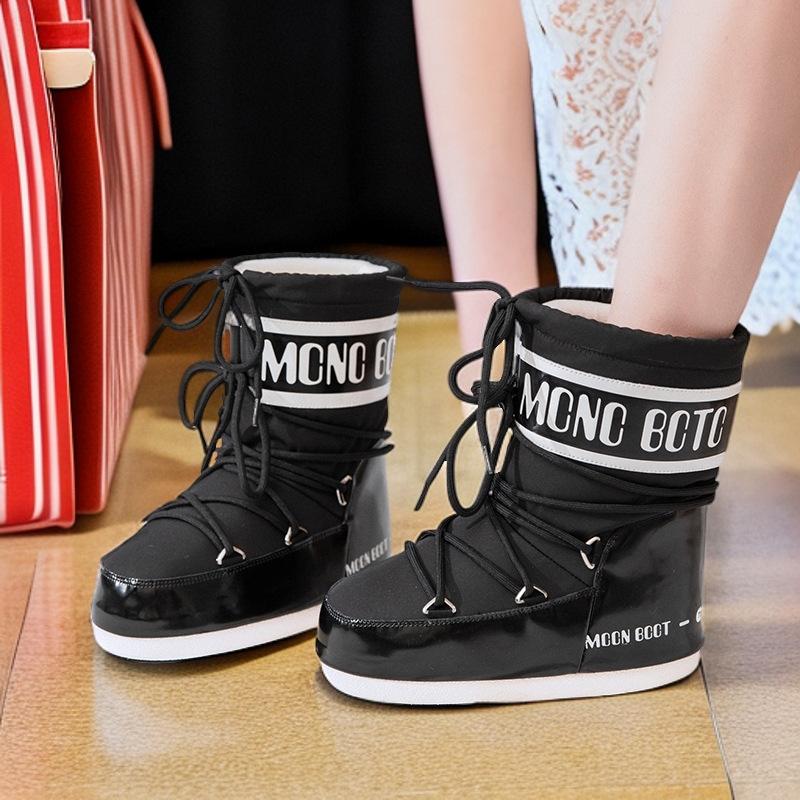 

Xiaohongshu популярные женские зимние утолщенные теплые хлопковые ботинки 2025 года, нескользящие и износостойкие ремешки, ботинки-хлебцы 40 чёрный