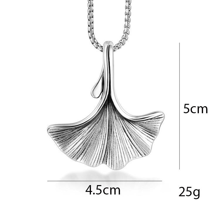 Popular Personality Ginkgo Biloba Titanium Steel Pendant Necklace Leaf Necklace Fashion Sweater Chain