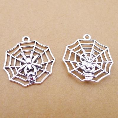 Antique Silver Alloy Spiderweb Jewelry Accessories, 30x27mm, Vintage, 100pcs, 2.8g Each
