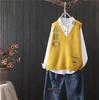 V-neck Knitted Vest Women's Artistic Casual Loose Sleeveless Woolen Camisole Bottom