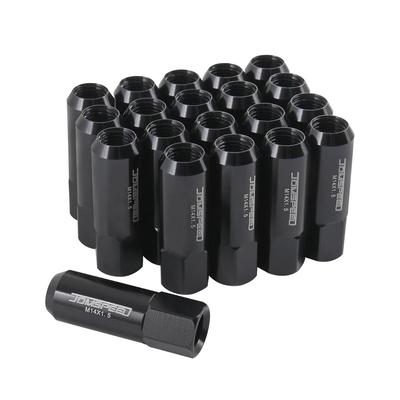 Prailginta kalto aliuminio lenktyninė ratlankio veržlė 20 vnt. - M14X1.5 sriegis, 60MM ilgio, juoda