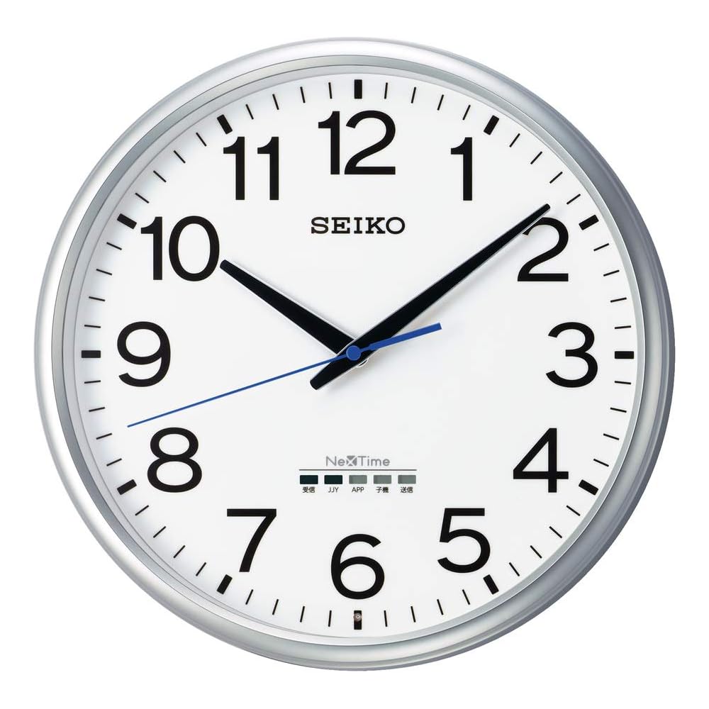 Seiko Clock Wall Clock, Office Type, Radio Controlled, Seiko Nextime, Silver Metallic, Diameter 350 x 48 mm, ZS253S
