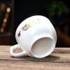 Chinese Kungfu Teacup with Heat Resistant Handle Porcelain White Jade Tea Cup for Oolong Pu erh Tea Ceremony Personal Use