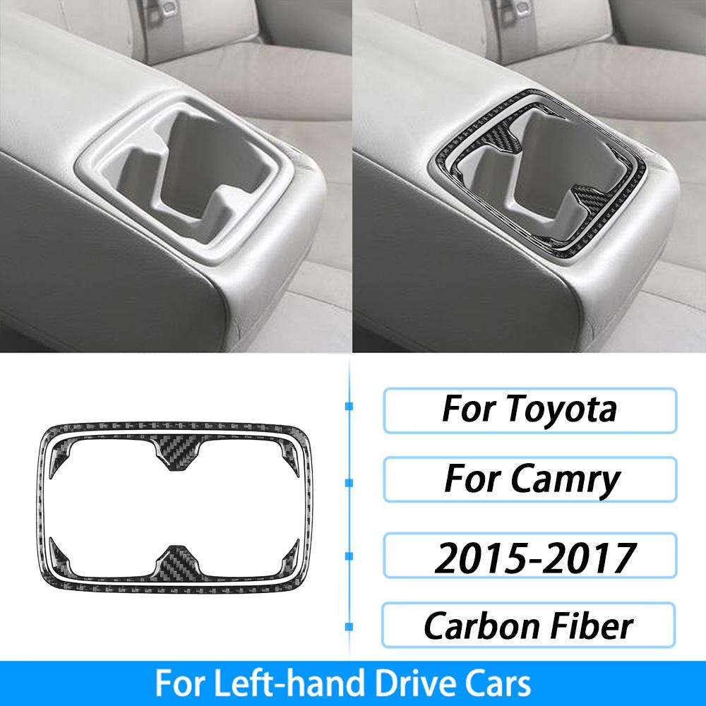 

Для Toyota Camry 2015 2016 2017 Панель-накладка на задний подстаканник из углеродного волокна Декоративная наклейка на салон автомобиля Аксессуары чёрный