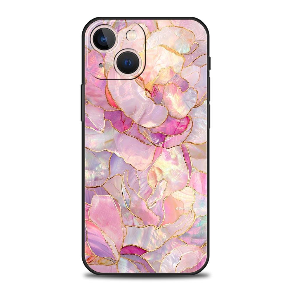 Fashion Gold Pink Marble Phone Case For iPhone 17 16 15 Pro Max 11 12 13 14 7 8 Plus SE 2020 X XR XS Cover Soft Black