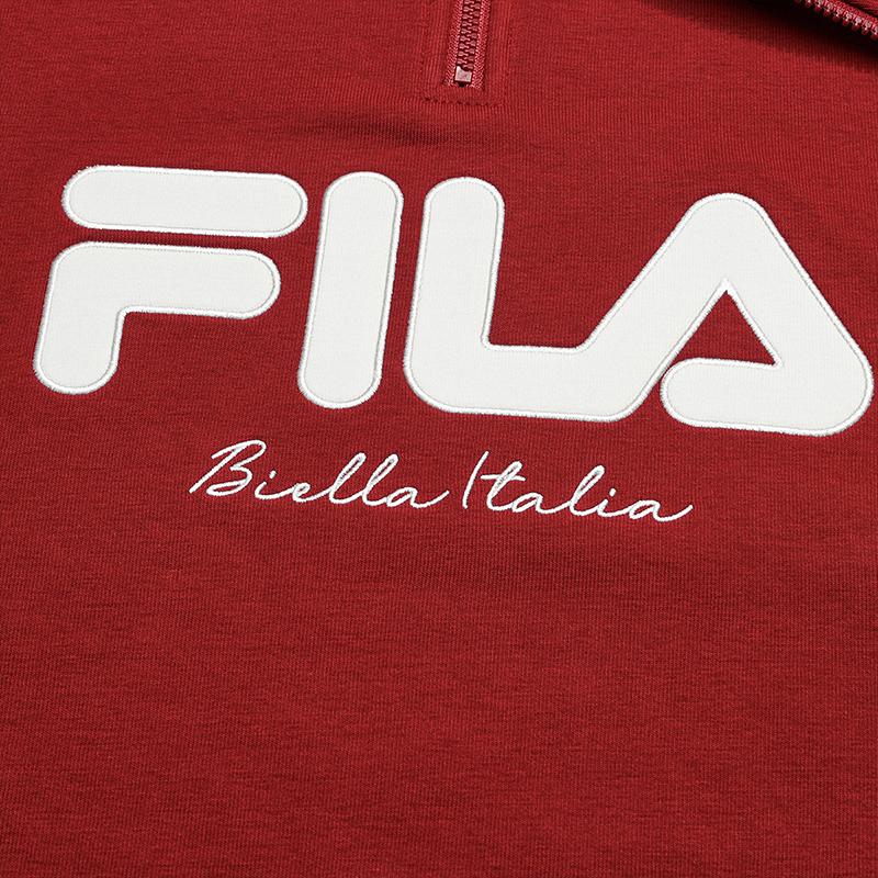 FILA Original Fashion Simple Classic Retro Sports Casual Versatile Comfortable Half-Zip Loose Sweatshirt Women sweatshirt Red F61W619203FWI