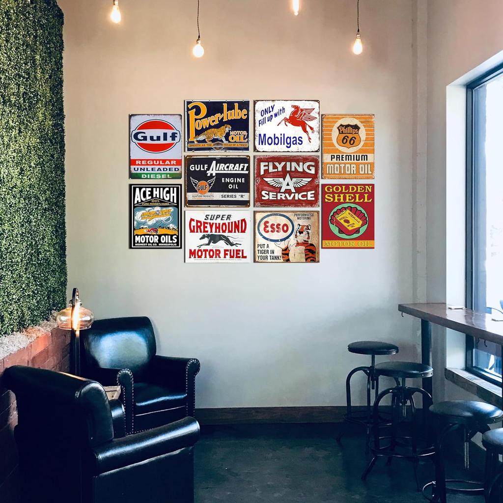 10Pcs Vintage Garage Signs For Men Wall Decorations Old Car Shop Posters Oil And Gas Station Sign Man Cave Decor,Posters For Room Aesthetic,Retro