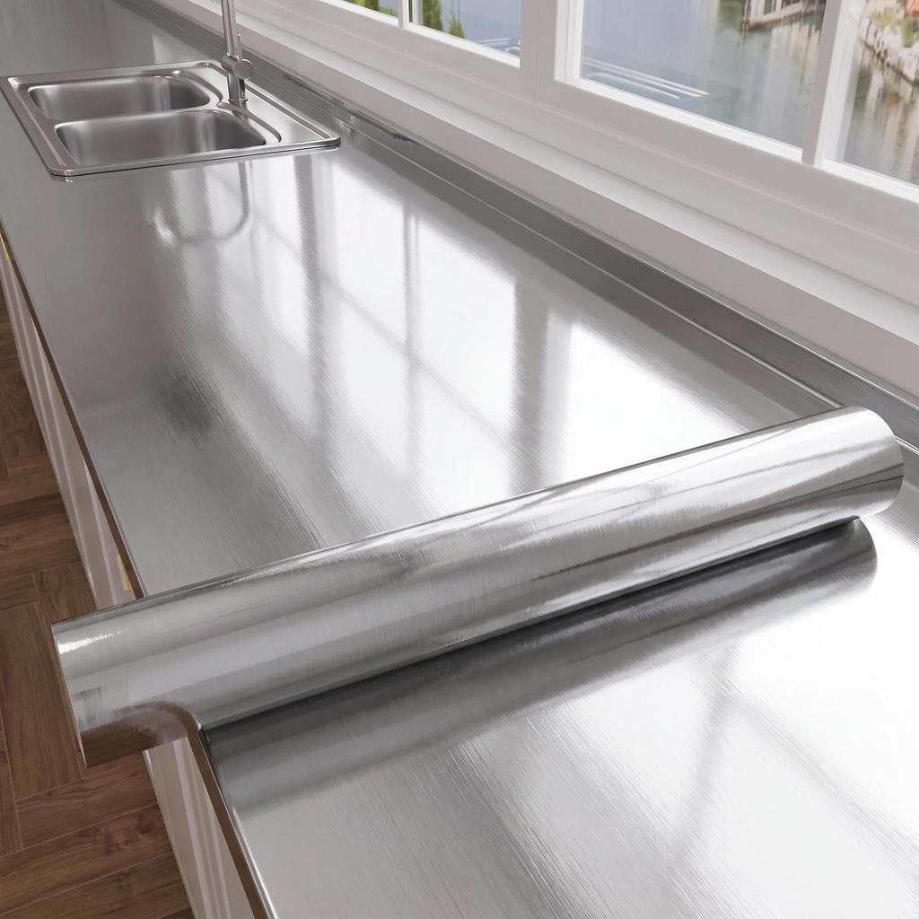 Enhanced Marble-Style Self-Adhesive Kitchen Sticker: Oil-Proof, Waterproof, High-Temperature Resistant Counter and Wall Covering.