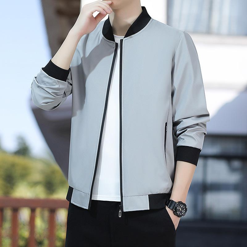 Men's Jacket, Baseball Collar, Spring and Autumn Solid Color, Versatile Casual Korean Style Loose Top Jacket