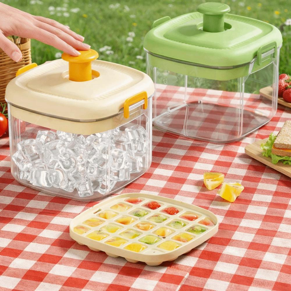 Large Capacity Press Ice Tray 25 Grid Ice Storage Tray Ice Cube Mold  Household Use