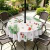 Udendørs Rund Bordsdug Med Hul Til Parasol Terrasse Have Dæk Vandtæt Olieafvisende Borddækning